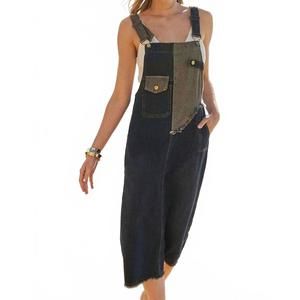 NEW MELLO color block denim overall dress in blue